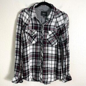 Rails Womens Small Button Up Plaid Flannel Shirt Long Sleeve Pocket Top